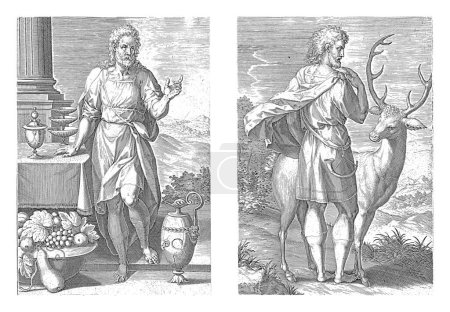 Téléchargez les photos : Ancêtres Aser et Naftali, Johann Sadeler (I), d'après Crispijn van den Broeck, 1639 A gauche l'ancêtre Aser, le huitième fils de Jakob. - en image libre de droit
