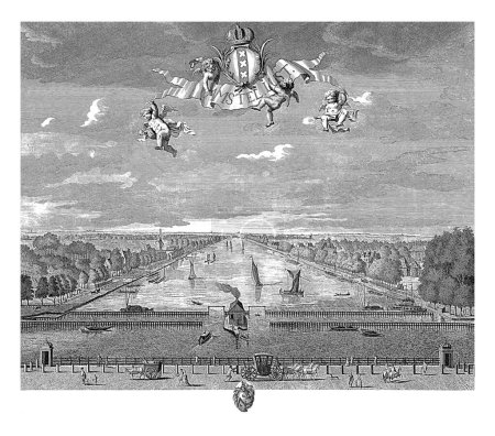 Téléchargez les photos : Vue d'Amstel Lust, piscine Matthijs, 1696 - 1727 Vue du Buiten Amstel, vue du Hogesluis en direction du sud. - en image libre de droit