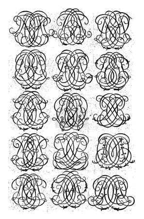 Photo for Fifteen Letter Monograms (CDZ-DER), Daniel de Lafeuille, c. 1690 - c. 1691 From a series of 29 partly numbered leaves with number monograms. - Royalty Free Image