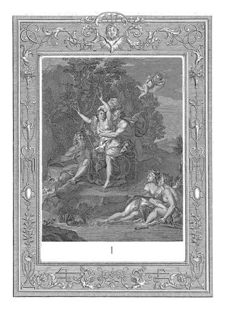 Photo for Apollo pursues Daphne, Bernard Picart, 1733 Apollo pursues the fleeing Daphne, who has been struck by the lead arrow of Amor, which chases away love. - Royalty Free Image