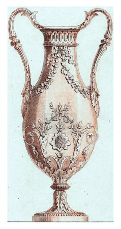 Téléchargez les photos : Vase avec motifs floraux, L. Laurent, d'après Jean François Quarante, 1775 - 1785 Un vase orné de motifs floraux et de poignées. - en image libre de droit