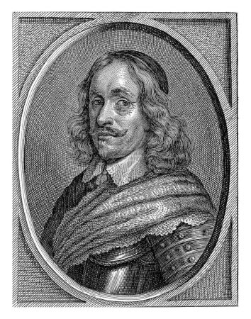 Téléchargez les photos : Portrait de Robert Douglas, Pieter de Jode (II), 1628 - 1670 Portrait du buste du général suédois Robert Douglas. Le portrait est encadré dans un cadre ovale. - en image libre de droit