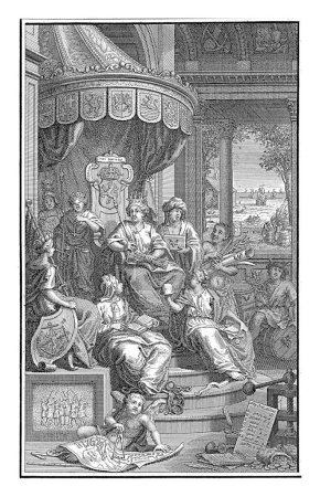 Foto de Alegoría de la República de los Siete Países Bajos Unidos, Jan Caspar Philips, 1739 Salida con la Concordia personificada en un trono decorado con el escudo de armas. - Imagen libre de derechos