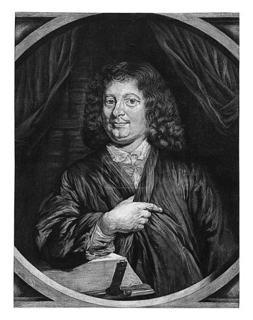 Téléchargez les photos : Portrait du prédicateur Gysbertus Oostrom, Cornelis A. Hellemans, d'après Nicolaes Maes, 1650-1700 - en image libre de droit
