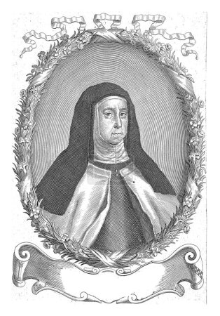 Photo for Portrait of Clara Maria of the Passion, Albertus Clouwet, 1675 - 1679 Portrait in oval frame of Clara Maria of the Passion, a nun of the Carmelite order. Bust to the right. - Royalty Free Image