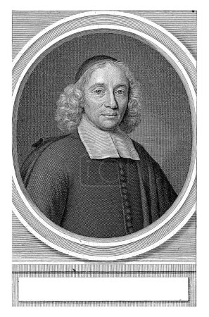 Téléchargez les photos : Portrait du prédicateur Florentius Costerus, Gerard Valck, d'après Jan Verkolje, 1670-1726, gravé vintage. - en image libre de droit
