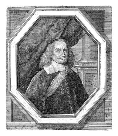 Foto de Retrato de Johan Maurits, conde de Nassau-Siegen, Johann Andreas Graff, 1627 - 1681 Retrato de Johan Maurits en un marco octogonal con letras de borde. - Imagen libre de derechos