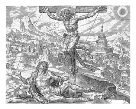 Foto de El herido sanado por la sangre de Cristo, Harmen Jansz Muller, después de Maarten van Heemskerck, 1565 El herido es sanado por la sangre de Cristo. - Imagen libre de derechos