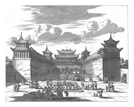 Foto de El emperador de China recibe los regalos de los holandeses frente al palacio, 1667, anónimo, 1668 - 1670 La tercera embajada bajo Pieter van Hoorn a China en 1666-1668. - Imagen libre de derechos