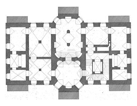 Téléchargez les photos : Plan de cave, Carl Albert von Lespilliez, d'après François de Cuvillies (Sr.), 1745 Plan du sous-sol d'une maison de campagne. - en image libre de droit