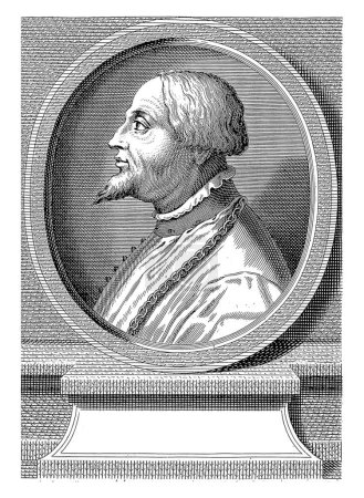 Téléchargez les photos : Portrait de Gian Galeazzo Visconti, Michel Aubert, d'après inconnu, 1755, gravé vintage. - en image libre de droit