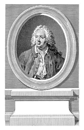 Téléchargez les photos : Portret van Jean Baptiste Rousseau, François Robert Ingouf, d'après Jacques-André-Joseph Aved, 1778-1787, gravé vintage. - en image libre de droit