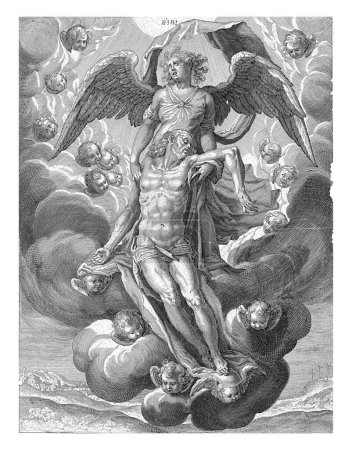 Photo for Ascension of Christ, Dominicus Custos, after Jacopo Ligozzi, c. 1579 - c. 1615 Christ is taken to heaven by an angel. Cherubim in the clouds around Christ. - Royalty Free Image