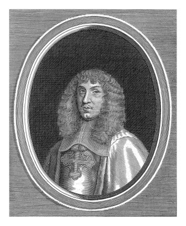 Téléchargez les photos : Portrait de Giovanni Battista Truchi, Cornelis Meyssens, 1670 - 1674 Portrait de Giovanni Battista Truchi. En bas de la marge se trouvent le titre et la fonction en italien. - en image libre de droit