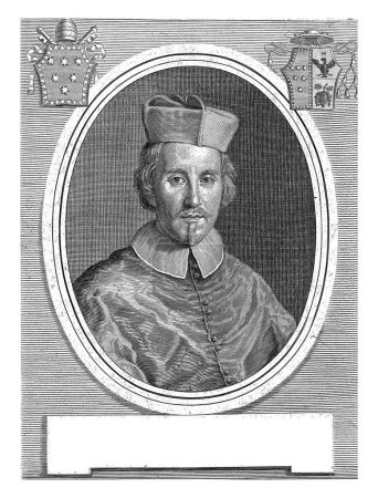 Foto de Retrato del cardenal Bernardino Rocci, Albertus Clouwet, después de Jacob Ferdinand Voet, después de 1680 Retrato en marco oval del cardenal Bernardino Rocci. Busto frontal. - Imagen libre de derechos