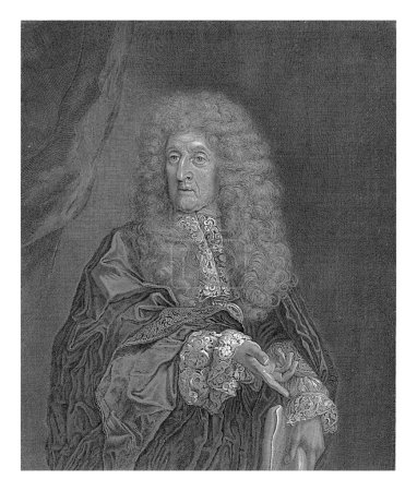 Photo for Portrait of Andre le Notre, Antoine Masson, after Carlo Maratti, 1692, vintage engraved. - Royalty Free Image