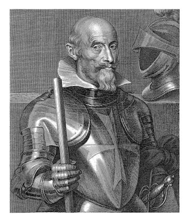 Téléchargez les photos : Portrait de Lelio Brancaccio, Nicolaes Lauwers, d'après Anthony van Dyck, 1619-1652 Portrait en demi-chair de Lelio Brancaccio, commandant de Malte. - en image libre de droit