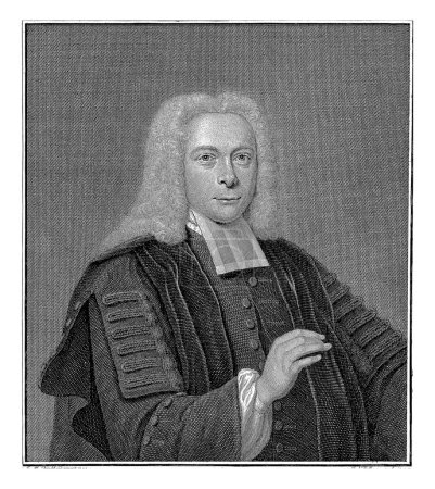 Foto de Retrato de Franciscus Burmannus, Jacob Folkema, después de Jan Maurits Quinkhard, 1747 Retrato a la derecha de Franciscus Burmannus, profesor de teología, descalzo. - Imagen libre de derechos