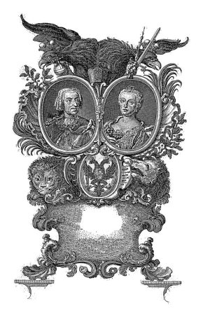 Photo for Portrait of Charles VII Albrecht and Maria Amalia in Two Medallions in Allegorical Frame, Jacob Andreas Fridrich (der Jungere), 1742 - 1745 - Royalty Free Image