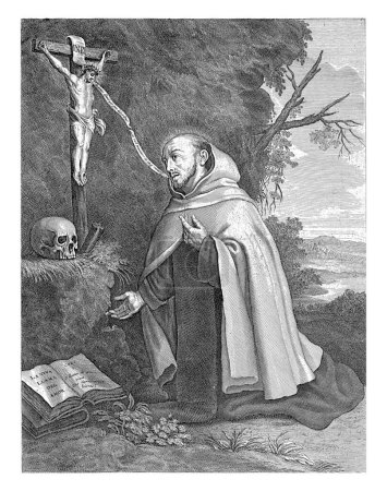 San Juan de la Cruz, Michel Bunel (posiblemente), 1680 - 1739 San Juan de la Cruz, fundador de la orden carmelita. En el desierto, se arrodilla ante un crucifijo.