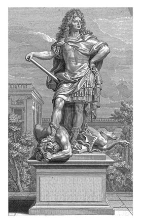 Téléchargez les photos : Statue de Louis XIV Piétinement hérésie, Cornelis Martinus Vermeulen, d'après Louis de Boullonge (le jeune), d'après Louis Lecomte, 1685 - en image libre de droit