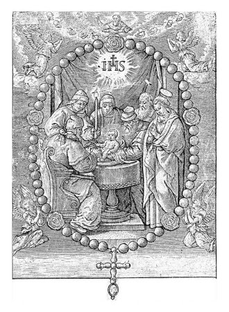 Foto de Circuncisión de Cristo, Jerónimo Wierix, después de 1595 - antes de 1619 El Niño Jesús es circuncidado por el sumo sacerdote. El Niño es sostenido en el altar por otro sacerdote. - Imagen libre de derechos