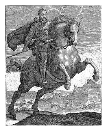 Téléchargez les photos : Rodolphe II de Habsbourg à cheval, Crispijn van de Passe (I), 1604 Rodolphe II de Habsbourg, empereur allemand, à cheval. - en image libre de droit