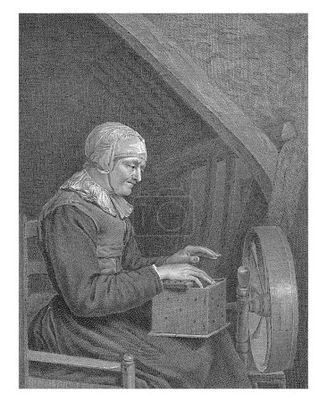 Téléchargez les photos : Vieille femme à un rouet, Pierre François Basan, d'après Quiringh Gerritsz. van Brekelenkam, 1739 - 1797. - en image libre de droit