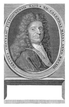 Téléchargez les photos : Portrait d'Urbanus Chevreau, Pieter van Gunst, d'après Petitot, 1659-1731 Urbanus Chevreau, historien et écrivain français. - en image libre de droit