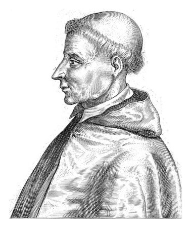 Foto de Retrato del cardenal español Francisco Jiménez de Cisneros, Frans van den Wijngaerde, después de Philips Galle, 1644, grabado vintage. - Imagen libre de derechos