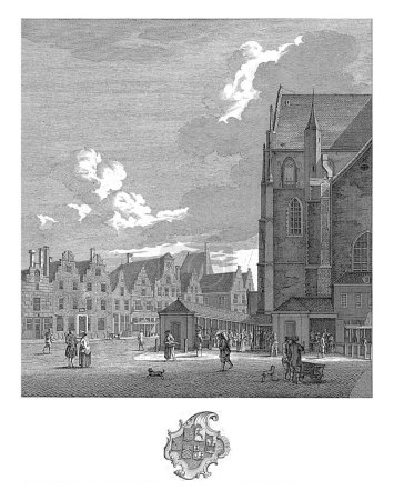 Foto de Vista del Nieuwe Vismarkt en Haarlem, 1769, Caspar Jacobsz. Philips, después de Hendrik Keun, 1769 Vista del Nieuwe Vismarkt en Haarlem, construido en 1769. - Imagen libre de derechos
