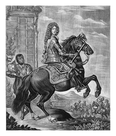 Téléchargez les photos : Portrait équestre de Guillaume III, prince d'Orange, Arnoud van Halen, v. 1700 - 1732 Portrait équestre de Guillaume III. Dans sa main droite est un état-major. - en image libre de droit
