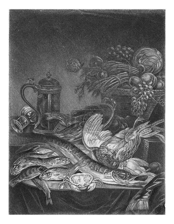 Foto de Bodegón con pescado, Jacob Gole, 1670 - 1724 Bodegón con pescado, aves, verduras y frutas. - Imagen libre de derechos