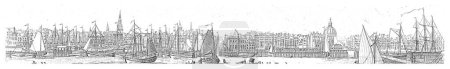 Foto de Panorama de Amsterdam, Pieter van der Meulen, 1792 - 1847 Vista desde el IJ del centro de Amsterdam, con de izquierda a derecha el Oude Kerkstoren, la torre del ayuntamiento y el Nieuwe Kerkstoren - Imagen libre de derechos