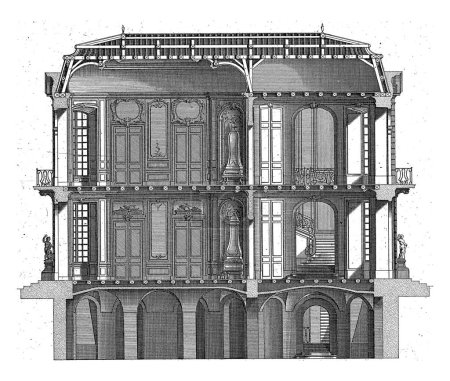 Téléchargez les photos : Coupe d'une maison de campagne, Carl Albert von Lespilliez, d'après François de Cuvillies (Sr.), 1745 Coupe d'une maison de campagne de trois étages. - en image libre de droit