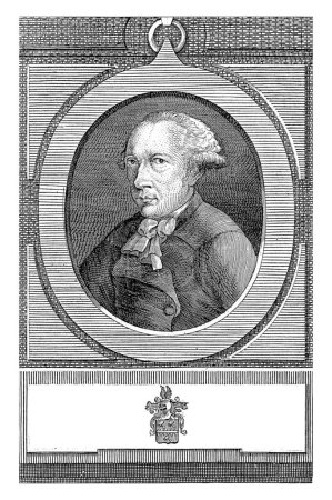 Téléchargez les photos : Portrait de Jean Baptiste van den Sande, J.F. De La Rue, 1787 Portrait buste ovale à gauche du chimiste et pharmacien Jean Baptiste van den Sande, conseiller de Saint-Nicolas, - en image libre de droit