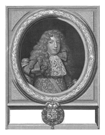 Photo for Portrait of Louis XIV as Prince, Philibert Bouttats (I), 1664 - after 1731 Portrait in oval frame of Louis XIV, Prince of France, at a young age. - Royalty Free Image