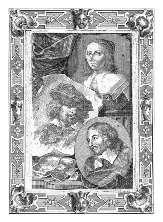 Portraits of Anna Maria van Schurman, Jacob Adriaensz. Backer and Rembrandt Harmensz. van Rijn, Jacob Houbraken, 1729.