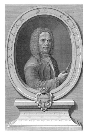 Foto de Retrato del establo Gaspard de Saunier, David Coster, c. 1717 - c. 1748 Retrato del establo y autor de calzoncillos Gaspard de Saunier. - Imagen libre de derechos