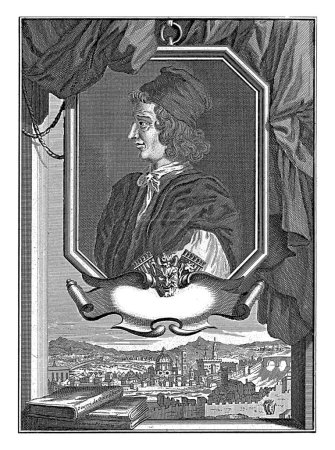 Photo for Portrait of Gian Francesco Poggio Bracciolini, Bernard Picart, after anonymous, 1713 - 1763 Portrait of the Italian humanist Gian Francesco Poggio Bracciolini (Pogge Florentin). - Royalty Free Image