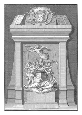 Téléchargez les photos : Dessin pour le tombeau d'Hugo de Groot, mort en 1645, Jan Caspar Philips, d'après Rombout Verhulst, 1711-1727 Dessin de 1663 pour le tombeau d'Hugo de Groot, décédé le 28 août 1645. - en image libre de droit