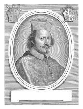 Photo for Portrait of Cardinal Vitaliano Visconti, Albertus Clouwet, 1671 - 1679 Portrait in oval frame of Cardinal Vitaliano Visconti. Bust to the right. - Royalty Free Image