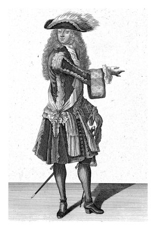 Téléchargez les photos : Frederick, duc de Saxe, Pieter Schenk (I), 1670 - 1711 Frederick, duc de Saxe, debout, vu du front, vêtu de justaucorps. Il fait un geste avec son bras droit et porte un chapeau et une coupe de cheveux allonge. - en image libre de droit