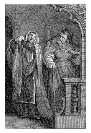 Foto de Marfa y el patriarca Hiob en un monasterio, Amadeus Wenzel Bahm, después de Johann Heinrich Ramberg, 1817 - 1823 Primera escena del segundo acto de la obra 'Demetrio'. - Imagen libre de derechos