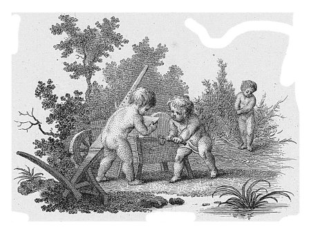 Téléchargez les photos : Putti à la meule, Reinier Vinkeles (I), 1751-1816, gravé vintage. - en image libre de droit