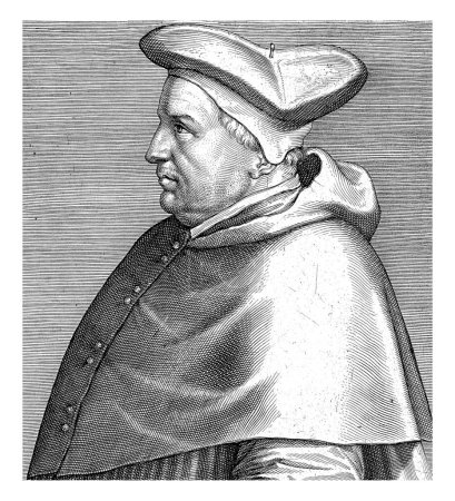Photo for Portrait of Fransiscus Sonnius, first bishop of Antwerp. In trial to the left. The print has a Latin top and caption and is part of a series by famous Dutch and Flemish scholars. - Royalty Free Image