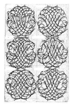 Foto de Seis monogramas grandes (TVXY-ILST), Daniel de Lafeuille, c. 1690 - c. 1691 De una serie de 29 hojas parcialmente numeradas con monogramas numéricos. - Imagen libre de derechos