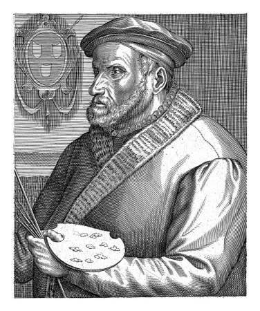 Téléchargez les photos : Portrait de Lucas Gassel, Hendrick Hondius (I), 1610 Demi-portrait à gauche de Lucas Gassel. En dessous du portrait se trouvent le nom et huit lignes en latin. - en image libre de droit