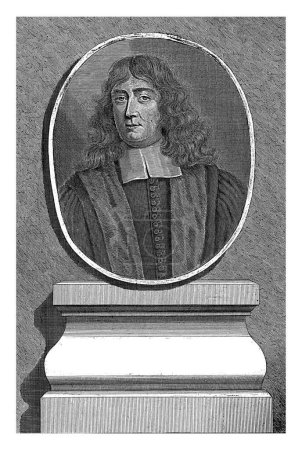 Téléchargez les photos : Portrait de Jacobus Trigland, Anthony van Zijlvelt, v. 1720 Portrait de Jacobus Trigland, prédicateur et professeur de théologie à Leyde, dans un cadre ovale. - en image libre de droit