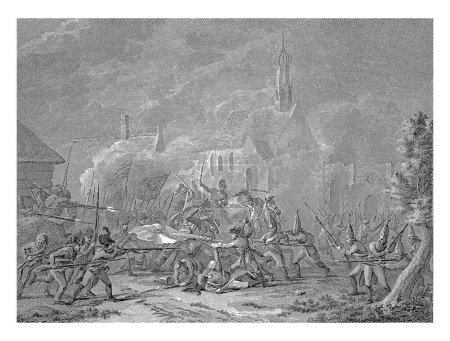 Téléchargez les photos : Bataille de Bergen dans la guerre contre les Russes et les Anglais le 19 septembre 1799, Cornelis Brouwer, d'après Jan Anthonie Langendijk Dzn, 1799 - 1803 - en image libre de droit